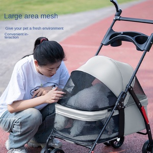 Carrito Plegable de Metal Resistente para Mascotas, Carrito de Viaje para Perros Pequeños y Gatos, Transpirable y Portátil - Product Image 3
