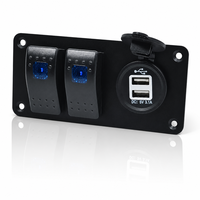 Panneau de commande 12V 24V à monter sur tableau de bord avec 2 interrupteurs marche/arrêt à lumière bleue et port de charge USB pour bateau marin, caravane