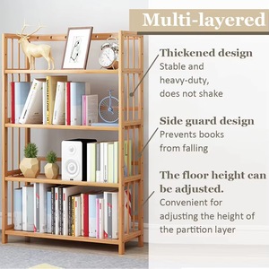 Large-capacity modern durable freestanding 4-tier bamboo bookshelf/storage <b>rack</b> for <b>kitchen</b> and living room - Product Image 4
