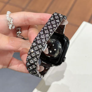 Correas de Reloj de Aleación de Lujo con Diamantes Brillantes para <span class=keywords><strong>Apple</strong></span> <span class=keywords><strong>Watch</strong></span> Series 11 10 40 42 46 49mm, Brazalete de Cadena en Forma de Abanico - Product Image 4