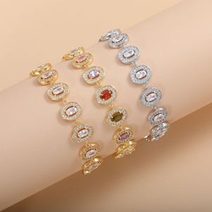 สร้อยข้อมือคริสตัลเพทายรูปไข่เครื่องประดับแฟชั่นสีทองสวมใส่ได้ทุกวัน - Product Image 3