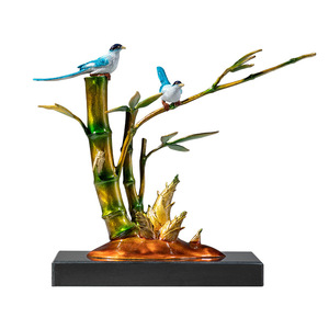 <b>Copper</b> And Gold Years Bamboo <b>Copper</b> Ornament With Birds <b>Table</b> Decor For Living Room Office Housewarming Gift - Product Image 1
