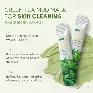 Crème de boue nettoyante en profondeur au thé vert minéral volcanique Fenyi pour le visage, hydratante et raffermissante, soin de la peau 5g - Product Image 2