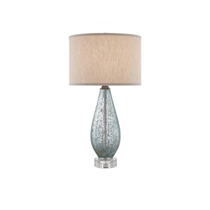 Blue Drip Glaze Ceramic & Linen Shade Rustic Table Lamp | Artisan Natural <b>Lighting</b> for Resort Hotel Guest Room & <b>Lounge</b> - Product Image 3
