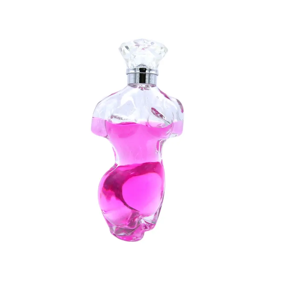 Garrafa de vidro de perfume feminina, garrafa de vidro de cor clara em forma de corpo