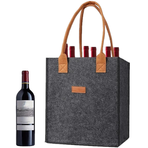 Bolsa de Transporte para Botellas de Vino Tinto <span class=keywords><strong>HAPPYWAY</strong></span>, Plegable, Portátil, Estilo Clásico, Patrón de Rejilla de Diamantes, Fieltro de Poliéster, Bolsa de Viaje Grande - Product Image 6