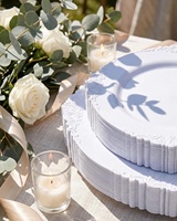 100 Assiettes en plastique jetables blanc pur, comprenant 50 assiettes à dîner de 10,25 pouces et 50 assiettes à dessert de 7,5 pouces pour mariages et fêtes