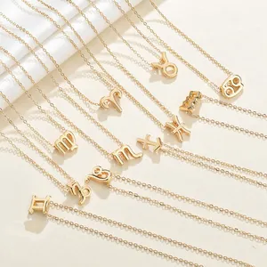 Wholesale Astrology Celestial Jewelry Stainless Steel 18K Gold Plated Mini Zodiac Sign Dainty Zodiac Necklace For Women Girls