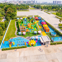 Parc de trampolines gonflables géants modulaires en PVC pour usage commercial, intérieur et extérieur, haute résistance