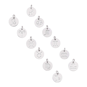 Ciondoli per bambini in acciaio inox segno zodiacale per bracciale collana e portachiavi gioielli 12 astrologia <span class=keywords><strong>oroscopo</strong></span> accessori - Product Image 1