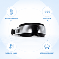Masseur oculaire intelligent noir avec chaleur, vibrations, brume, fonction musicale, rechargeable par USB pour une relaxation oculaire et un soulagement du stress à domicile