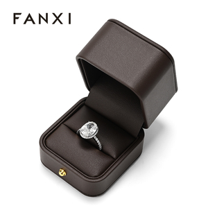 Cajas de Joyería de Lujo al por Mayor de Fábrica FANXI, Caja para Anillos, Cajas de Embalaje de Joyería Marrones para Pequeñas Empresas - Product Image 5