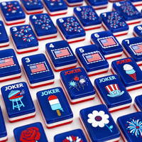 Jeu de Mahjong Américain Personnalisé de Luxe Moderne Bleu Patriotique en Acrylique Gravé, 160 Pièces, Tapis, Supports, Portable, Écologique, Cadeaux
