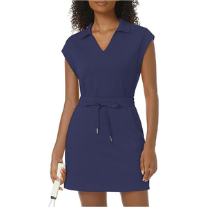 Ensemble de jupe de tennis deux pièces pour femme avec logo personnalisable, chemise décontractée à revers et mini-jupe de sport d'été - Product Image 4
