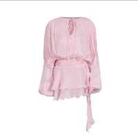 A10054 Migugarment 2025 Grandes Ventes Printemps Nouveau Style Robe Courte Femme Manches Bouffantes Plissées Volants Design Sexy Chiffon Devant