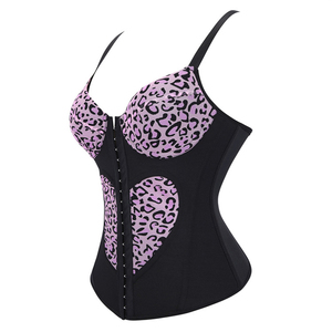 Women Overbust <strong>Corset</strong> <strong>Tops</strong> Vest Fashion Pink Leopard Print Heart <strong>Pattern</strong> Bustier <strong>Top</strong> Adjustable Strap Burlesque Lingerie - Product Image 2