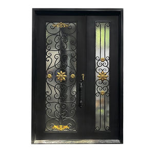 Porta d'<span class=keywords><strong>Ingresso</strong></span> in Ferro Battuto di Design di Lusso, Porta Esterna in Ferro Battuto a Una Anta e Mezza - Product Image 1