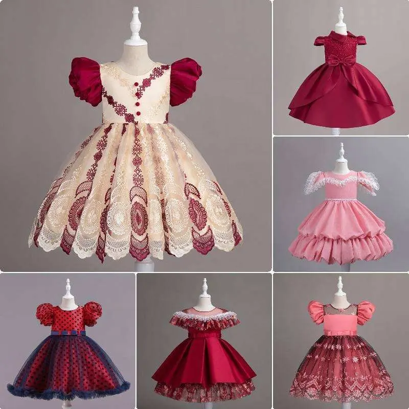 Moda niños princesa flor niñas Vestido de manga corta boda niños vestidos de fiesta Niñas Ropa Formal