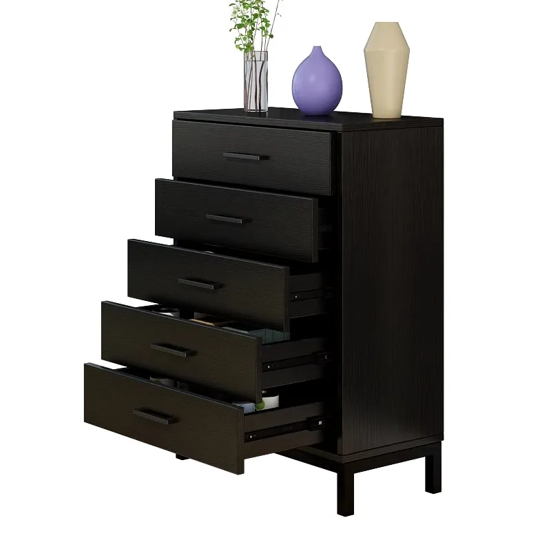 Nordic vintage furniture storage cabinet 5 drawer dresser solid wood oak chest of drawers for bedroom and living room