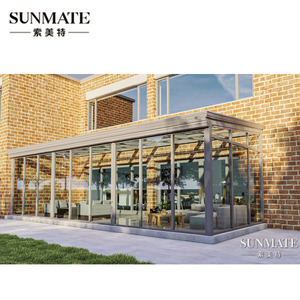 غرفة شمسية زجاجية مقواة للاستخدام في جميع الفصول بتصميم سقف مسطح، تصميم عصري للحدائق والساحات الخارجية، غرفة شمسية زجاجية - Product Image 3