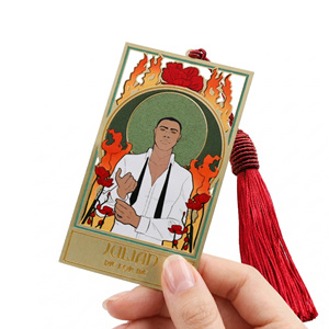 Segnalibro in Metallo Personalizzato Stile Tarocchi, Placcato Oro in Lega di Zinco Smaltato, Segnalibri Artistici con Nappa per Lettori e <span class=keywords><strong>Club</strong></span> <span class=keywords><strong>del</strong></span> Lettura - Product Image 5