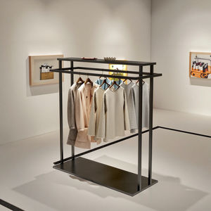 Espositore a Doppia Fila con Tubi Quadrati, Stile Moderno per Negozi di Abbigliamento, Appendiabiti da Terra per Negozi di Abbigliamento Maschile e Femminile, Produzione Diretta - Product Image 1