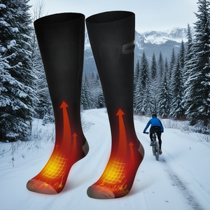 Calcetines Deportivos Eléctricos con Calefacción, Negros, Hasta la Rodilla, Gruesos, de Spandex y Poliéster, Recargables, para Invierno, Ciclismo, Interior y Exterior, Unisex - Product Image 2