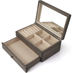 Conch women's 2-layer large jewelry storage box rustic style wooden jewelry packaging box