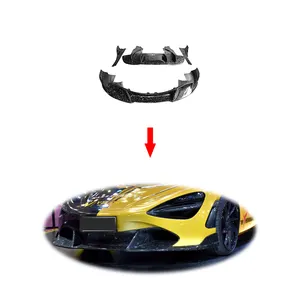 Set paraurti anteriore posteriore in fibra di carbonio a secco set ampio bodykit diffusore posteriore minigonne laterali per McLaren 720s body kit