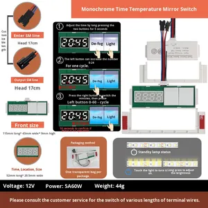 Nút kép hẹn giờ thông minh gương chống sương mù đồng lá dẫn điện dung nhiệt độ defogging Thiết bị chuyển mạch chia công nghệ cảm ứng - Product Image 6