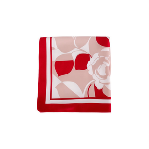 Foulard quadrato in seta rosa 70x70 cm con stampa floreale, accessorio elegante e alla moda per donna - Product Image 1
