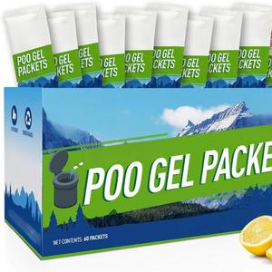 Toilet portabel bubuk 60 paket darurat polimer Poo Gel kotoran urin memperkuat penghilang bau penyerap untuk berkemah mendaki - Product Image 5