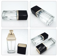 Botol Kosmetik Paket Makeup Kaca Perawatan Kulit Pompa Foundation Cair BB Cream Bening Persegi 30Ml