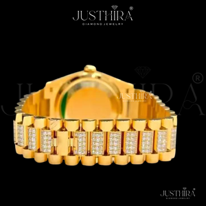 Montre-bracelet de luxe en quartz avec diamants Moissanite pour femme, en acier inoxydable or rose, disponible à la vente – Fournisseur indien - Product Image 3