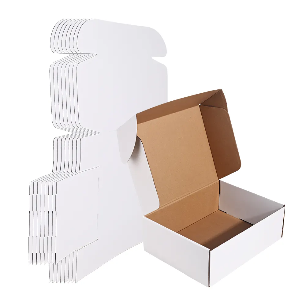 Caixa de papel ondulado grande para presente, luxuosa e reciclável de fábrica, caixa para avião, impressão branca