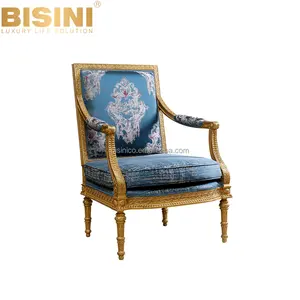 BISINI 호화스러운 아름다움 Parlour 의자, 고대 자수 파란 침실 의자