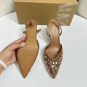 Escarpins Pointus à Talons Aiguilles Chaussures de <span class=keywords><strong>Mariage</strong></span> Tendance Talons Fins Chaussures de <span class=keywords><strong>Luxe</strong></span> Femme Brillantes en Strass Pailletées Sandale de Soirée - Product Image 5