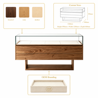 Vitrine de présentation de bijoux en bois avec éclairage LED |   Vitrine à bijoux avec dessus en verre et tiroirs de rangement pour les bijouteries haut de gamme