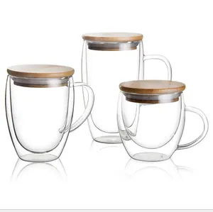 Suministros de café, té y espresso, tazas de vidrio de borosilicato, doble pared