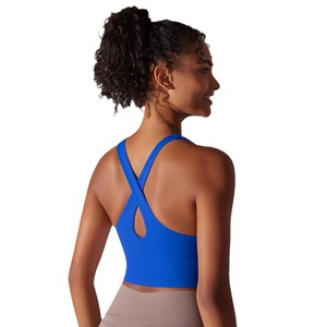 Top de <span class=keywords><strong>yoga</strong></span> con LOGO personalizado, sin costuras, con copas integradas, estilo chaleco, espalda cruzada, sujetador deportivo transpirable de alto soporte, de Spandex/Nylon, color liso. - Product Image 5