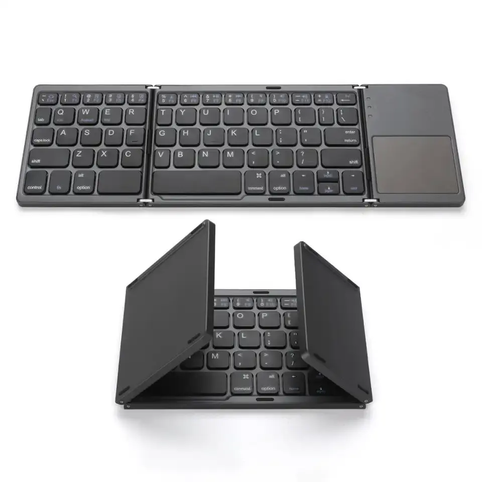 Universal mini portable 3-fold wireless Bluetooth keyboard multi-system compatible wireless keyboard with touch mouse function