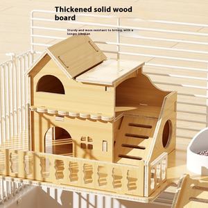 Cage de luxe surdimensionnée pour animaux de compagnie Golden Bear 47 60 fournitures de maison de base solides avec fermeture à bouton pour petits animaux grande Cage en bois - Product Image 3