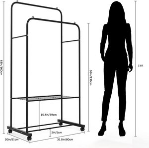 Support de suspension de vêtements à tige Mobile, <span class=keywords><strong>étagère</strong></span> à vêtements Standard <span class=keywords><strong>Simple</strong></span> et tendance, présentoir de magasin de vêtements à 4 roues - Product Image 5