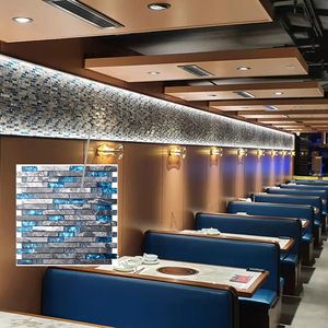 Gạch Lát Nền Nhà Bếp, Gạch Ốp Tường Nhà Tắm, Họa Tiết Khảm Đá Cẩm Thạch Đan Xen Vào Nhau, Màu Xanh Mòng Két, Xám - Product Image 2