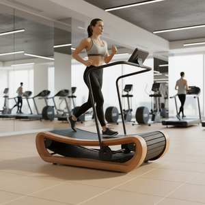 <span class=keywords><strong>Tapis</strong></span> roulant manuel en bois courbé Cheernin sans électricité, capacité <span class=keywords><strong>de</strong></span> charge <span class=keywords><strong>de</strong></span> 150 kg, vitesse <span class=keywords><strong>de</strong></span> 20 à 25 km/h, pour usage domestique et commercial - Product Image 1