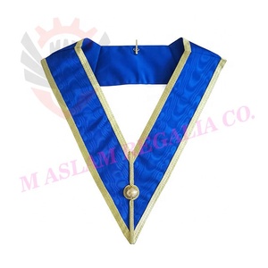 Plain Blue Embroidered Tee Undress Provincial Craft Lambskin Apron | Provincial Undress Apron with Gold <b>Trim</b> - Product Image 5