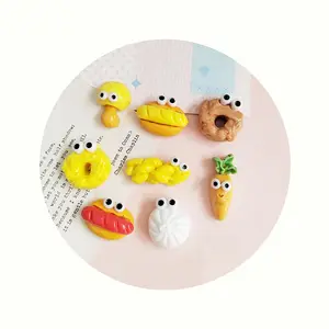 100PCS Cute Big Eye Bread Cake Flatback Resin Cabochon Charms Jewelry Making Finding Kitchen Decoration Accessories Home Crafts