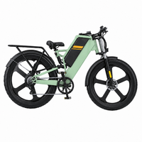 Vélo de montagne électrique pour adultes vert de 26 pouces, cadre en alliage d'aluminium, moteur à moyeu arrière, batterie au lithium intégrée, 2000W, autonomie >60 km