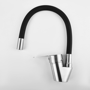 SANIPRO Moderne <span class=keywords><strong>Col</strong></span> <span class=keywords><strong>De</strong></span> <span class=keywords><strong>Cygne</strong></span> Noir Silicone Tuyau N'importe Quelle Direction Rotatif Robinets D'eau Chaude Froide SUS304 Cuisine Évier Robinets Mélangeurs - Product Image 4