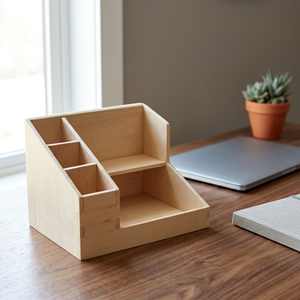 Small Wooden Double <b>Pine</b> 5-Layer Multifunction Multi-Purpose Desktop Organizer Durable Natural Wood Storage Perfect for - Product Image 3